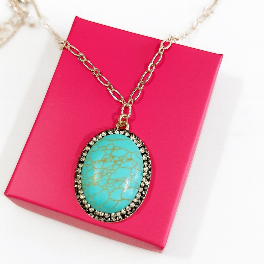 Zara Gold Necklace with Turquoise Pendant